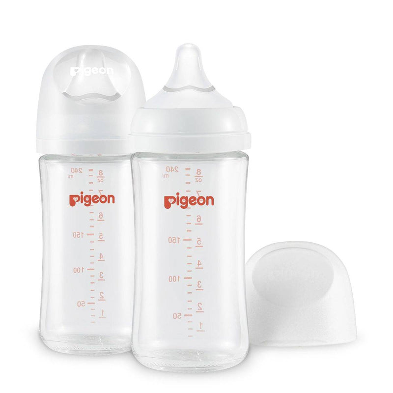 Pigeon Glass Feeding Bottle White Cap 240ml