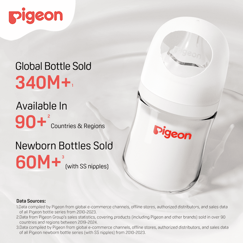 Pigeon Glass Feeding Bottle White Cap 240ml