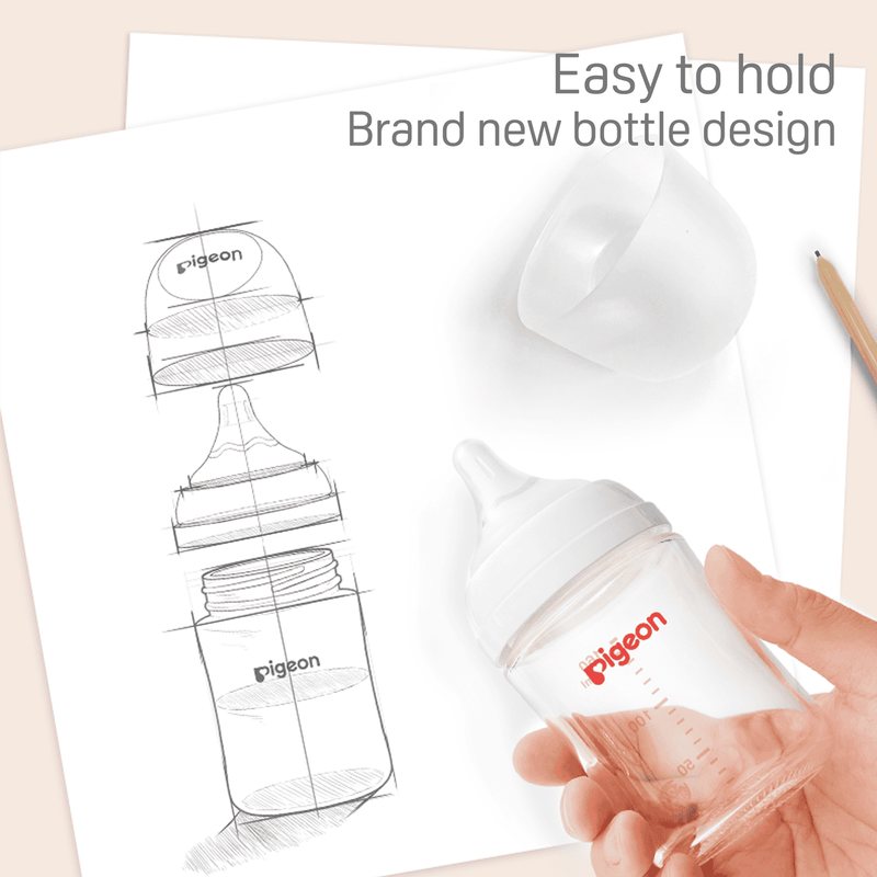 Pigeon Glass Feeding Bottle White Cap 240ml