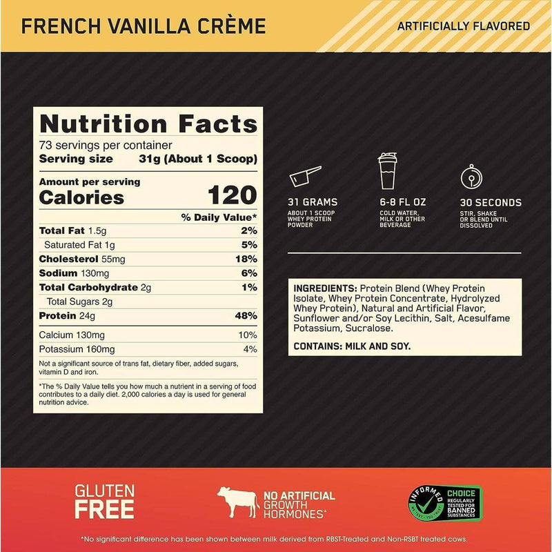 Optimum Nutrition Gold Standard 100% Whey Protein French Vanilla Creme 2.27kg