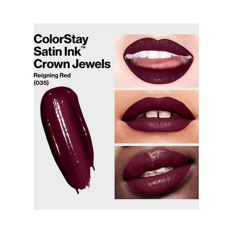 Revlon ColorStay Liquid Lipstick Satin Ink Crown Jewels 35 Reigning Red