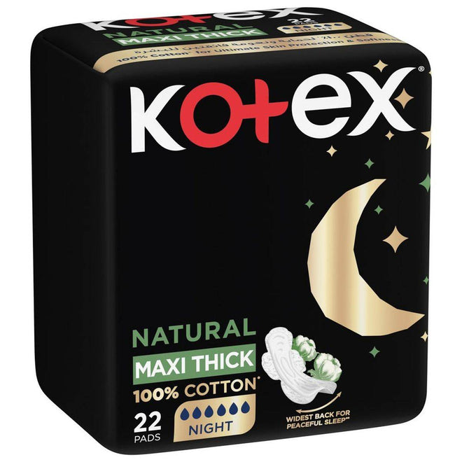 Kotex Sanitary Napkin Natural Maxi Protect Night + Wings 22 Pads