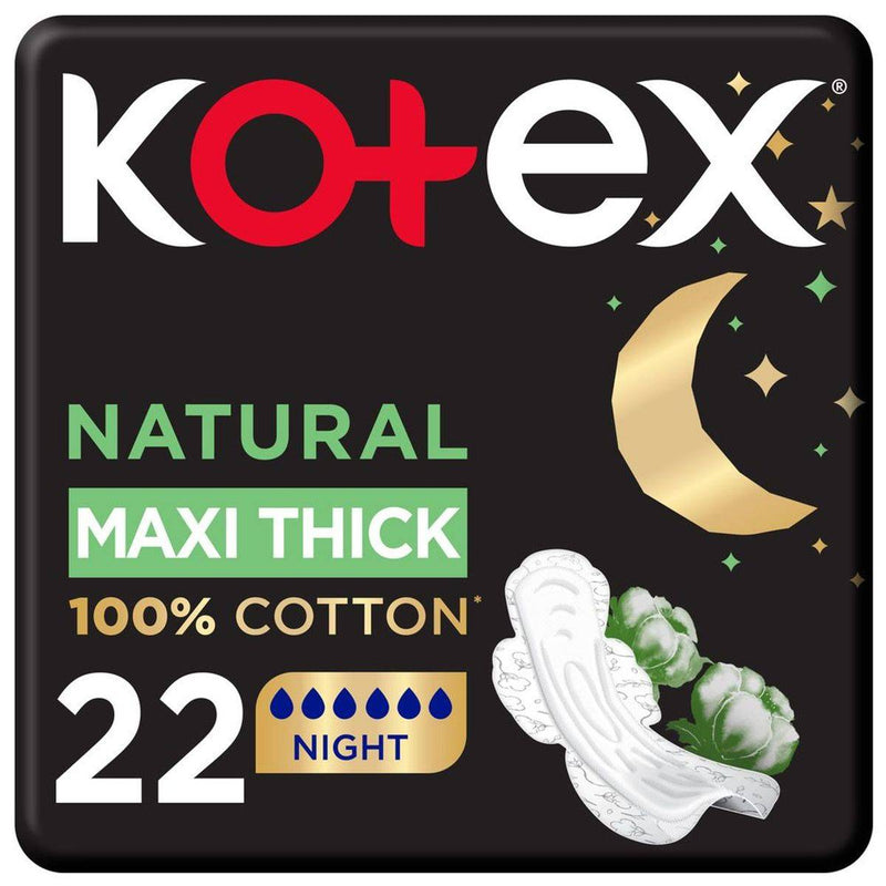 Kotex Sanitary Napkin Natural Maxi Protect Night + Wings 22 Pads