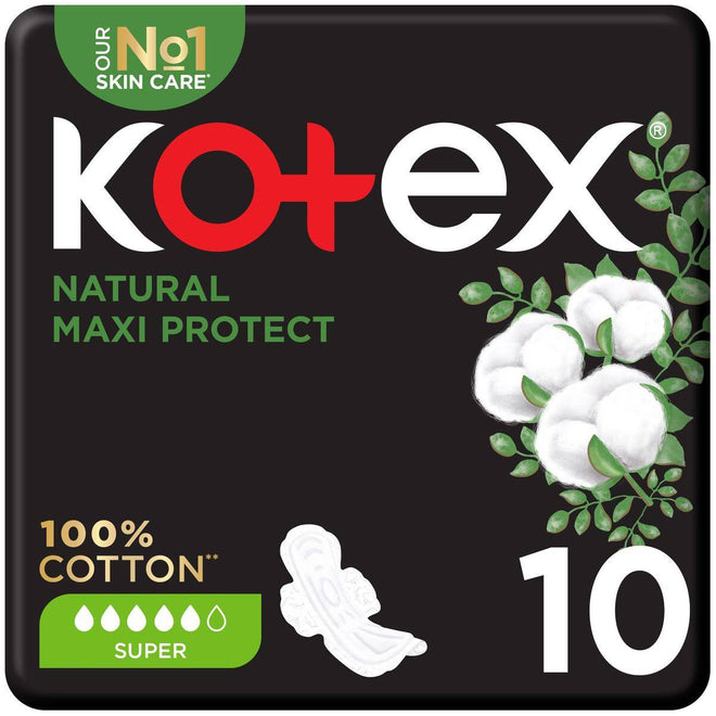 Kotex Sanitary Napkin Natural Maxi Protect Super + Wings 10 Pads