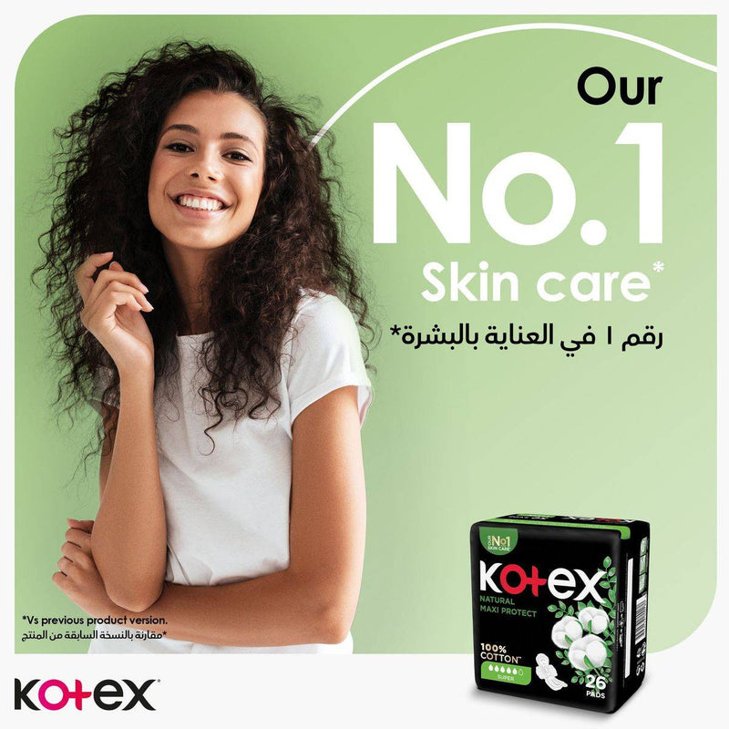 Kotex Sanitary Napkin Natural Maxi Protect Super + Wings 10 Pads