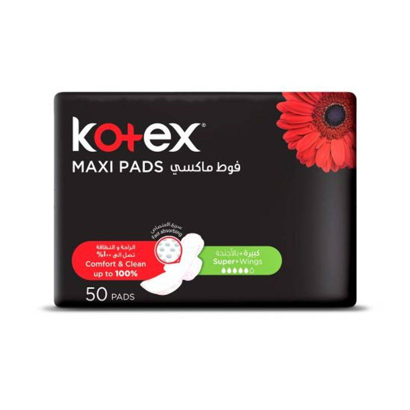 Kotex Sanitary Napkin Maxi Slim Super + Wings 50 Pads