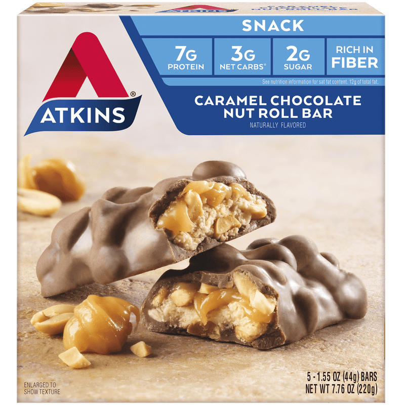 Atkins Snack Protein Bar Caramel Chocolate Nut Roll 44g