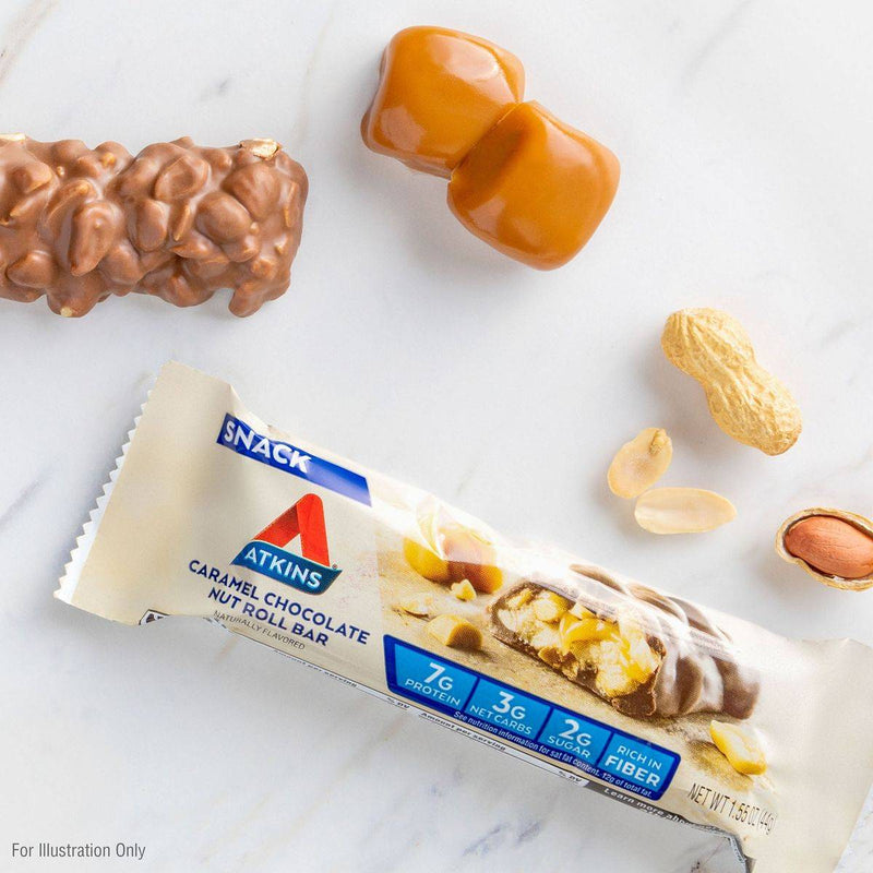 Atkins Snack Protein Bar Caramel Chocolate Nut Roll 44g