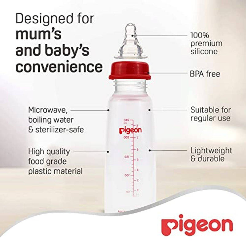 Pigeon Plastic Feeding Bottle White Cap 240ml