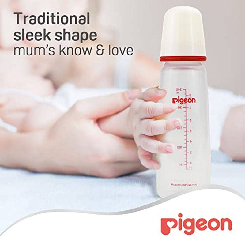 Pigeon Plastic Feeding Bottle White Cap 240ml