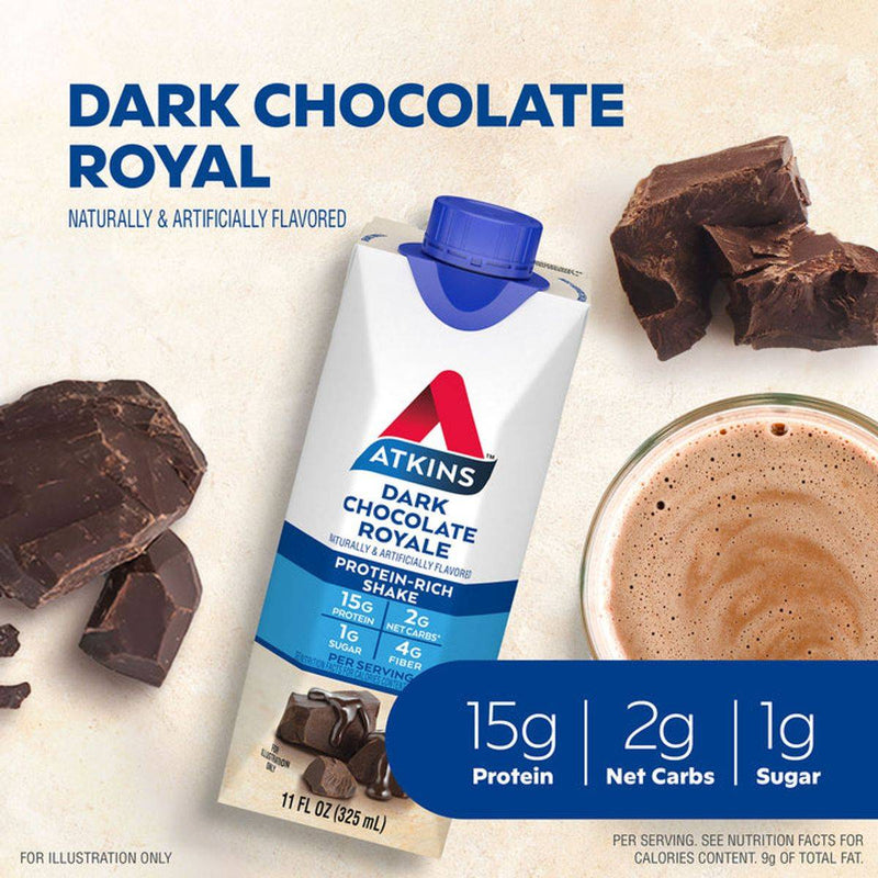Atkins Protein Rich Shake Ready To Drink Dark Chocolate Royale 325ml