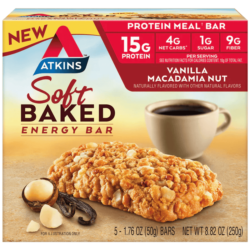 Atkins Meal Protein Bar Soft Baked Vanilla Macadamia Nut 50g