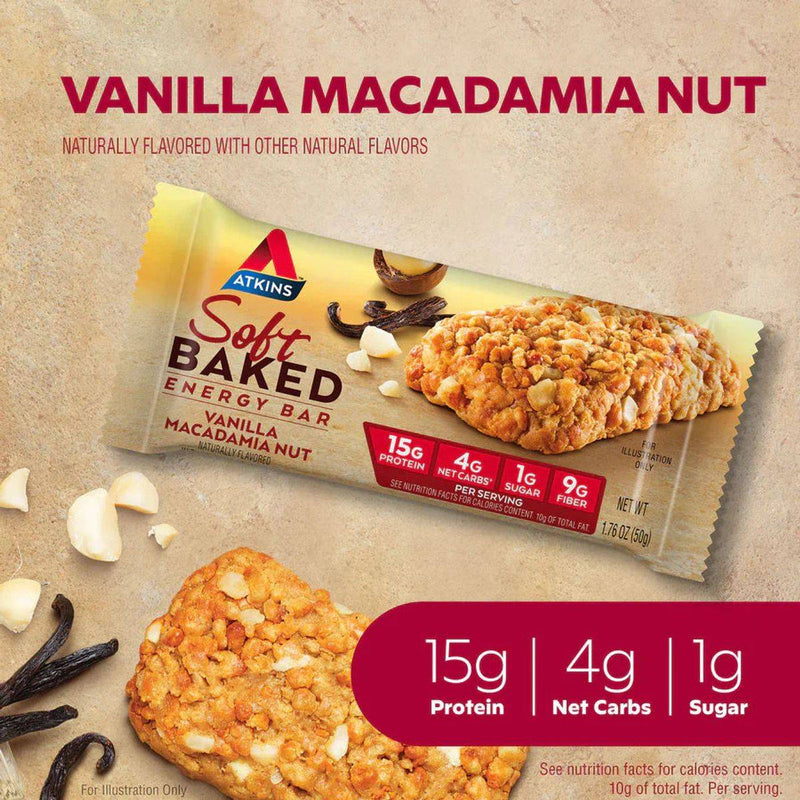 Atkins Meal Protein Bar Soft Baked Vanilla Macadamia Nut 50g