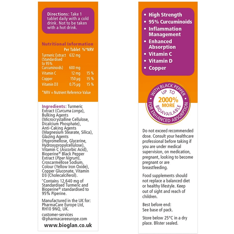 Bioglan Active Curcumin 30 Tablets