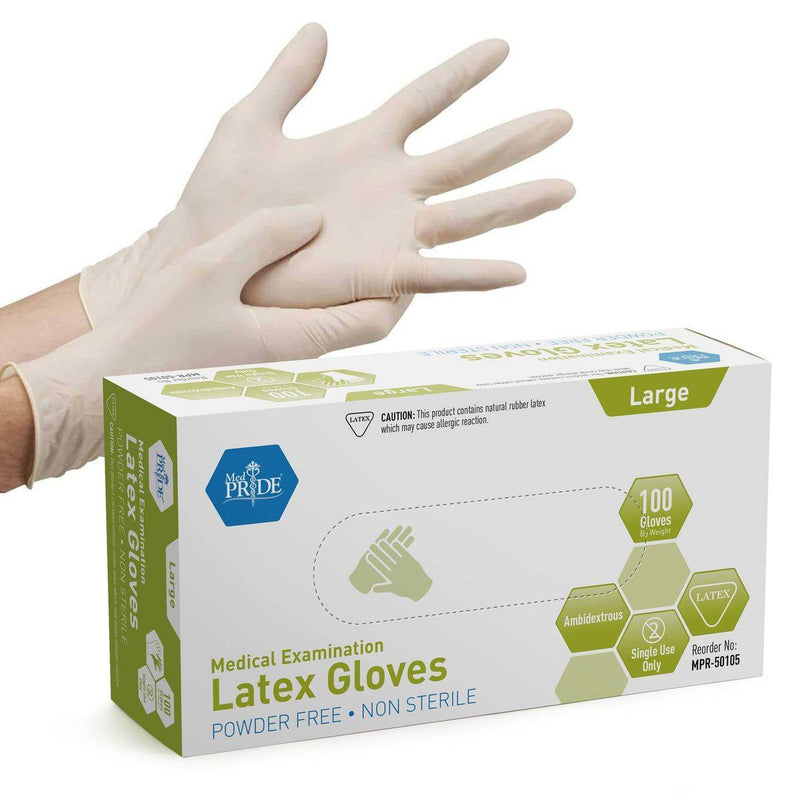 Wolaid Latex Examination Gloves Powder Free Large 100 Pieces