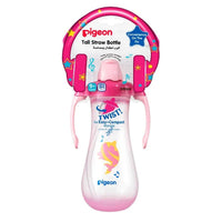 Pigeon Tall Straw Bottle 300ml Pink