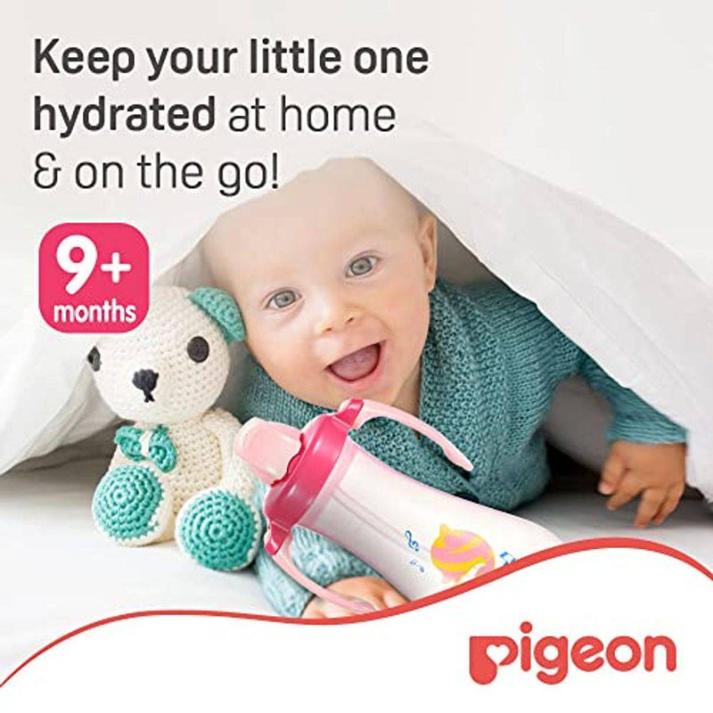 Pigeon Tall Straw Bottle 300ml Pink