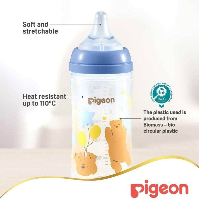 Pigeon SofTouch Plastic Bottle Decorated 3 Months+ Bear 240ml