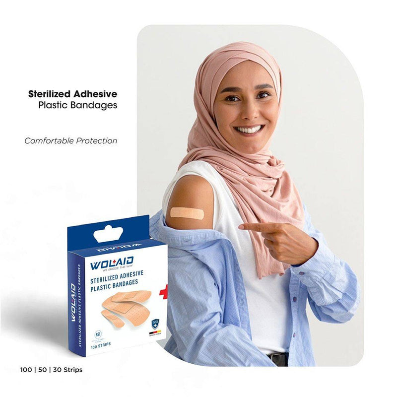 Wolaid Sterilized Adhesive Plastic Bandages 100 Long Strips