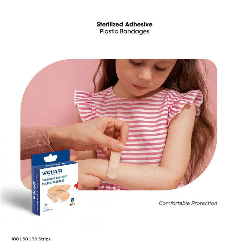 Wolaid Sterilized Adhesive Plastic Bandages 100 Long Strips