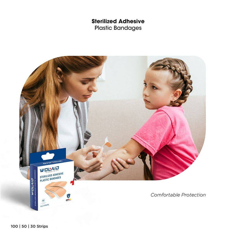 Wolaid Sterilized Adhesive Plastic Bandages 100 Long Strips