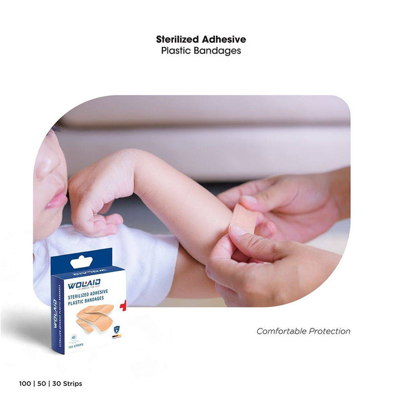 Wolaid Sterilized Adhesive Plastic Bandages 100 Long Strips