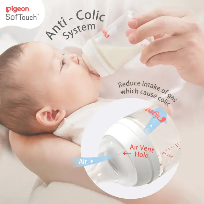 Pigeon SofTouch Glass Bottle 3 Months+ Latch on Line 240ml