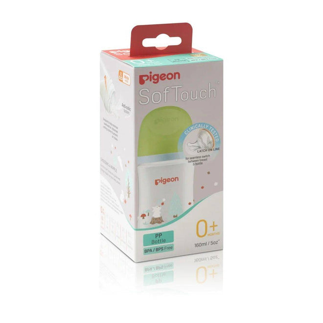 Pigeon SofTouch Plastic Bottle 0 Months+ Latch on Line 160ml