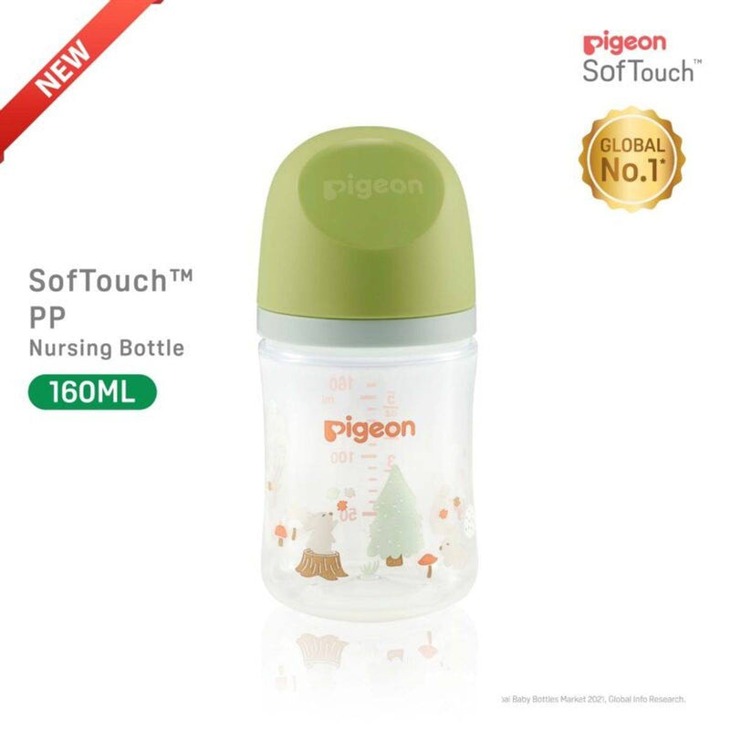 Pigeon SofTouch Plastic Bottle 0 Months+ Latch on Line 160ml