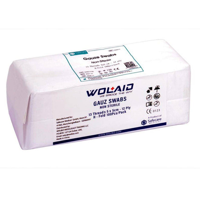 Wolaid Gauze Swab Non Sterile 5cmx5cm 100 Pieces