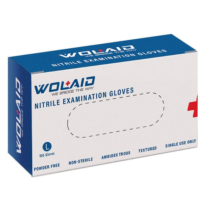 Wolaid Nitrile Examination Gloves Powder Free Large 100 Pieces