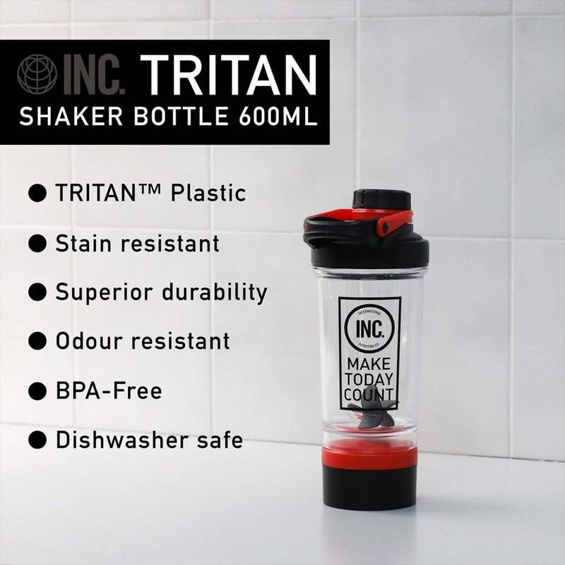 INC Tritan Shaker Bottle Red 600ml