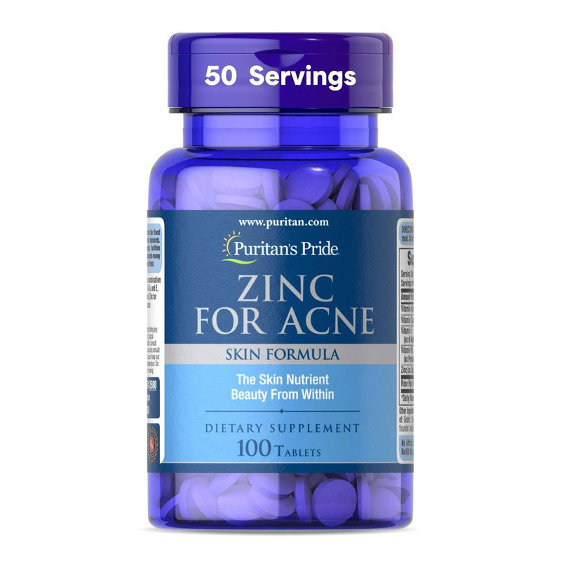 Puritans Pride Zinc For Acne 100 Tablets