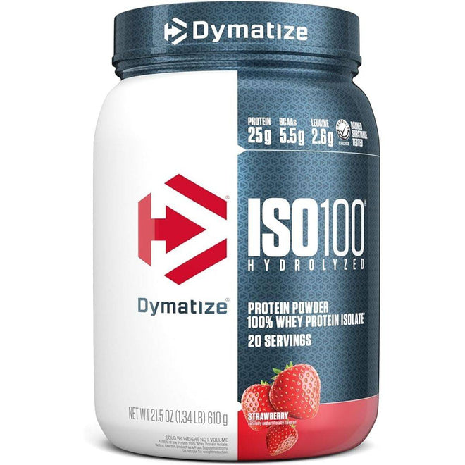 Dymatize ISO 100 Hydrolyzed 100% Whey Protein Powder Strawberry 610g