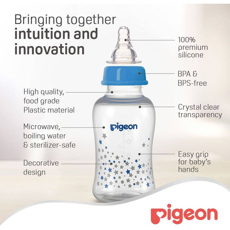 Pigeon Flexible Stream Line Plastic Bottle Decorated 0 Months+ 150ml