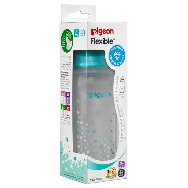 Pigeon Flexible Stream Line Plastic Bottle Decorated 4 Months+ 250ml