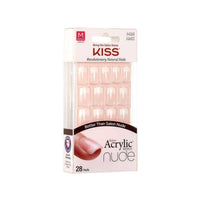 Kiss False Nails KAN03 Salon Acrylic French Nude Medium 28 Count