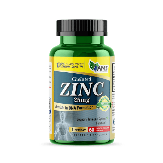 AMS Zinc Chelated 25mg 60 Tablets