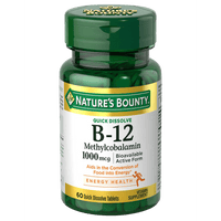 Natures Bounty Vitamin B12 Methylcobalamin 1000mcg Quick Dissolve 60 Tablets