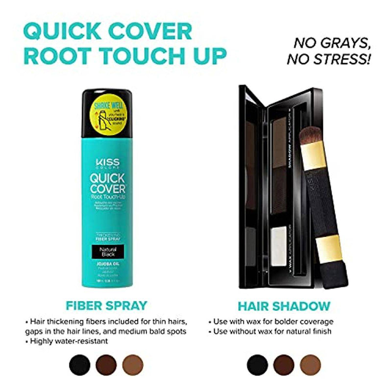 Kiss Colors QCS01 Quick Cover Root Touch Up Hair Shadow Natural Black Kit