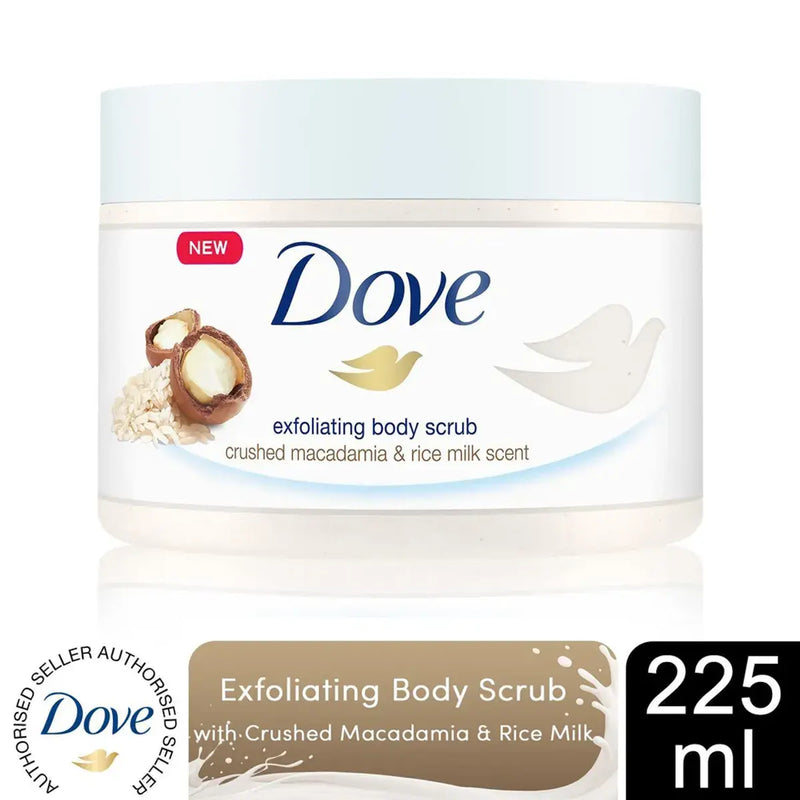 Dove Exfoliating Body Polish Scrub Macadamia & Rice Milk 225ml