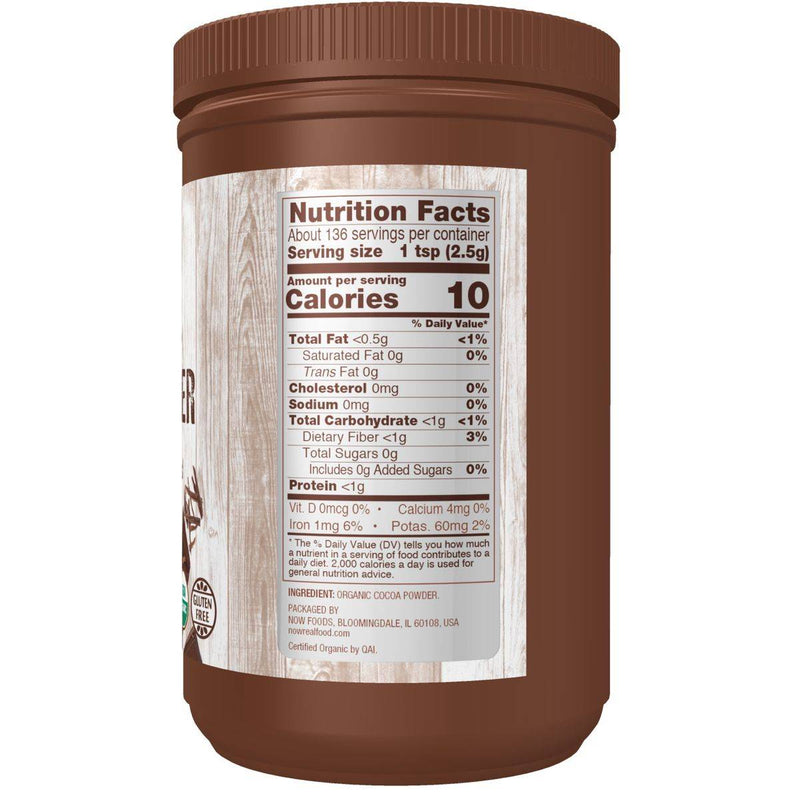 Now Real Food Cocoa Powder Pure Organic 340g