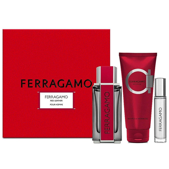 Salvatore Ferragamo Red Leather (M) Set EDP 100ml + EDP 10ml + Shampoo & Showergel 100ml