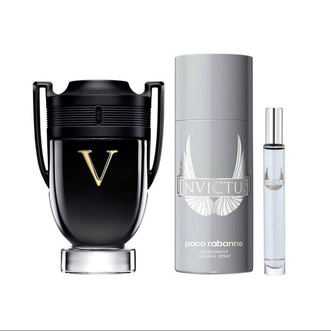 Paco Rabanne Invictus Victory (M) Set EDP Extreme 100ml + EDT 10ml Travel Spray + Deo Spray 150ml