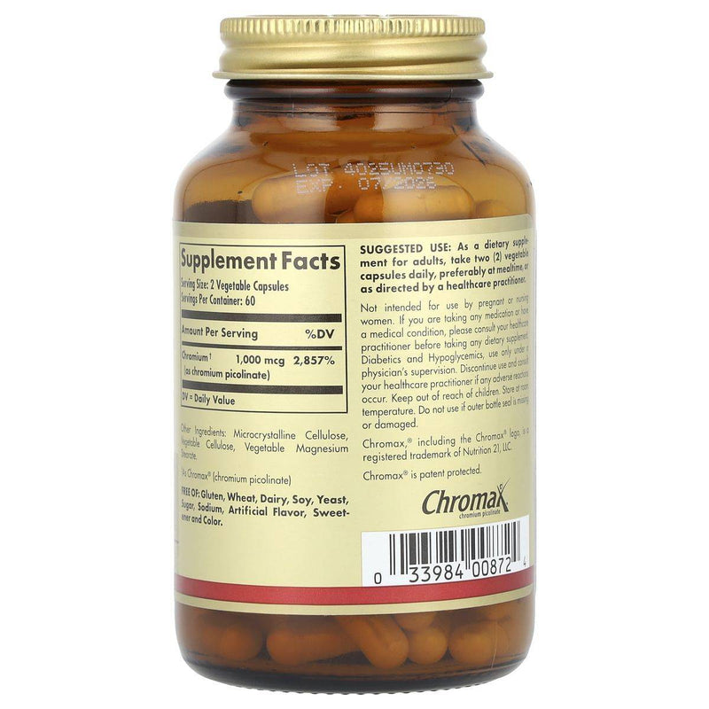 Solgar Chromium Picolinate 500mcg 120 VegeCapsules