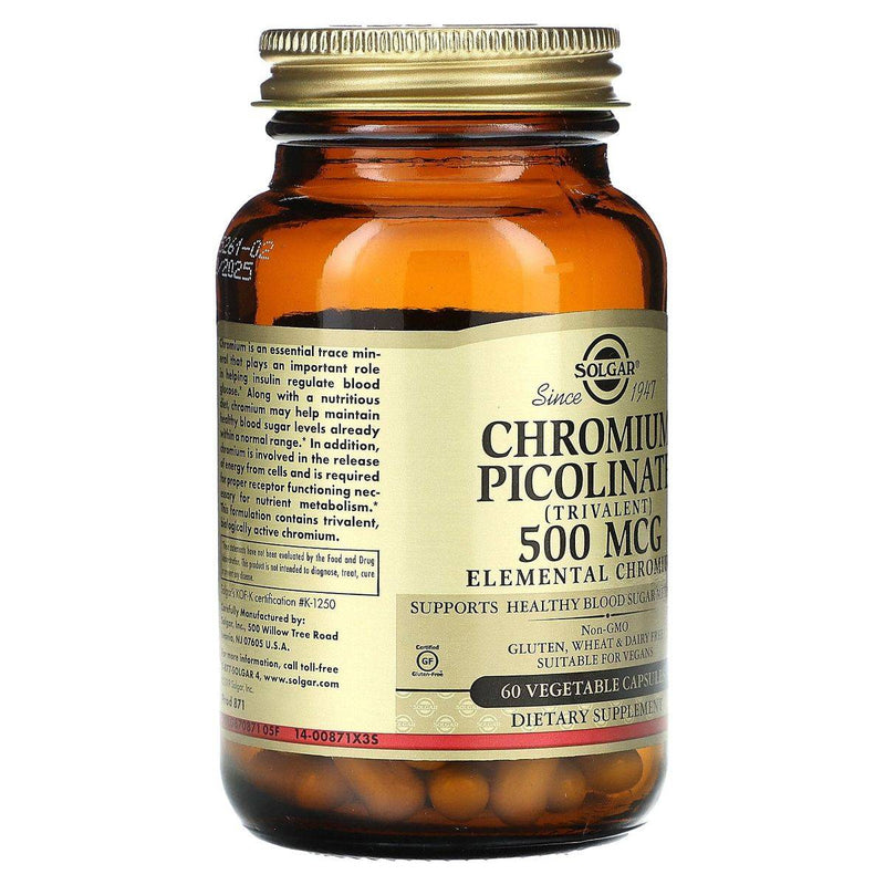 Solgar Chromium Picolinate 500mcg 60 VegeCapsules