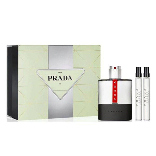 Prada Luna Rossa Carbon Pour Homme (M) Set EDT 100ml + EDT 2X10ml Travel Spray