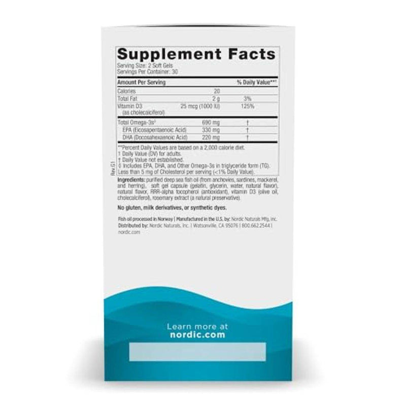 Nordic Naturals Omega 3 + Vitamin D3 60 Capsules