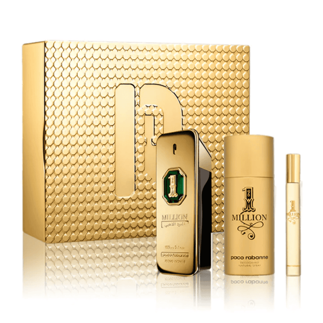 Paco Rabanne 1 Million Golden Oud (M) Set Parfum Intense 100ml + EDT 10ml Travel Spray + Deo Spray 150ml