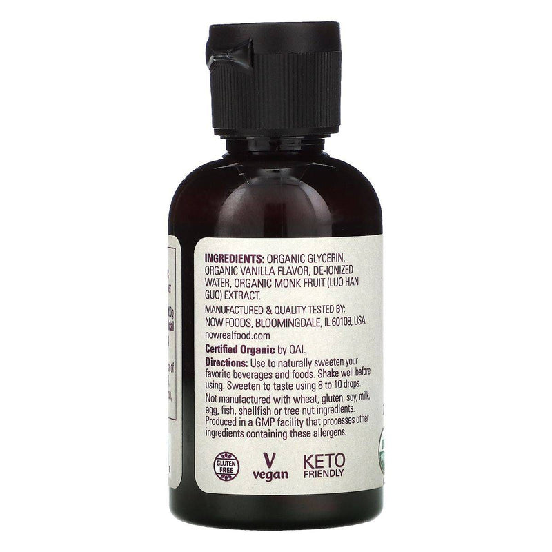 Now Sweetener Monk Fruit Organic Vanilla Liquid 53ml